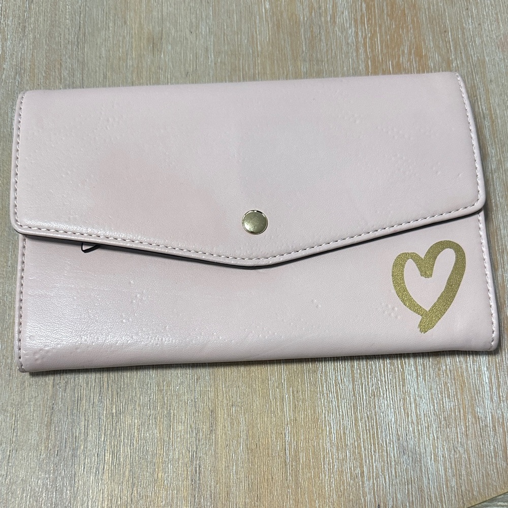 Aldo Pale Pink Wallet with Gold Heart Accent